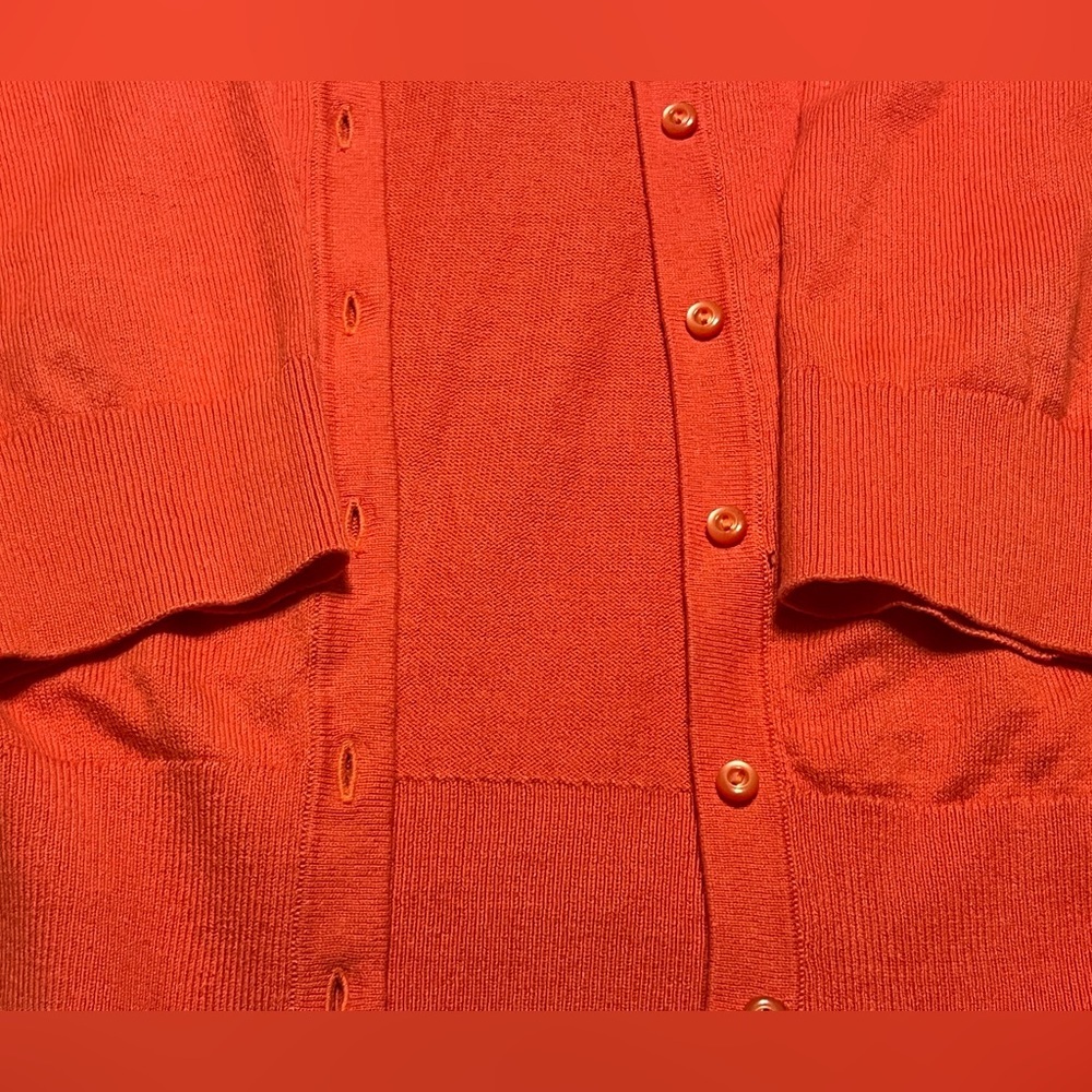 LOFT Orange Cardigan, Size M - Picture 3 of 6